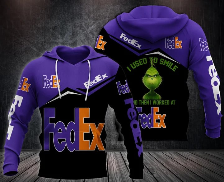 Grinch I Used To Smile And Then I Worked At Fedex Logo All Over Print Hoodie