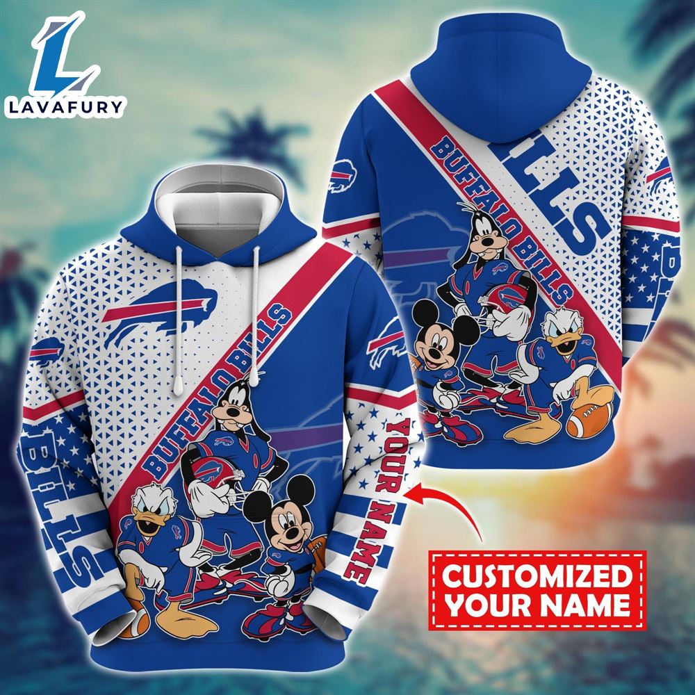 NFL Mickey Mouse Buffalo Bills Character Cartoon Movie Custom Name Hoodie New Arrivals