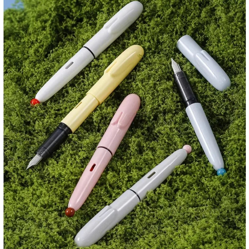 【 New Product 】 Platinum Bunny Cute Short Portable Pocket Pen Macaron Color Replacement Ink Bag Adult Student Writing Practice