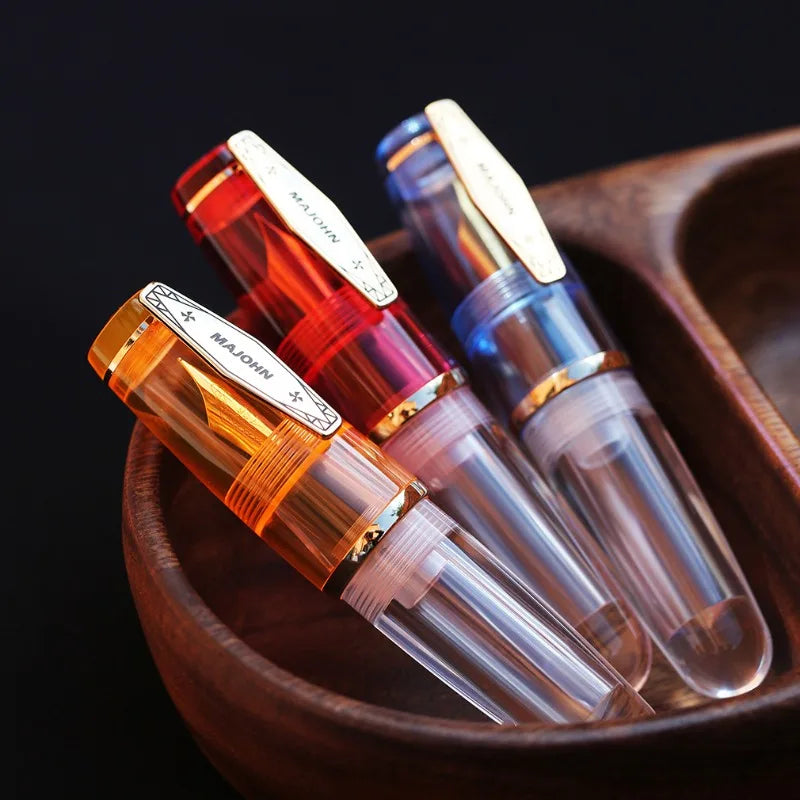 MAJOHN New Q3 Color Transparent Cute Short Pen with Large Capacity Pen Holder and Ink Storage 35 # Da Ming Sharp Small Fat Pen