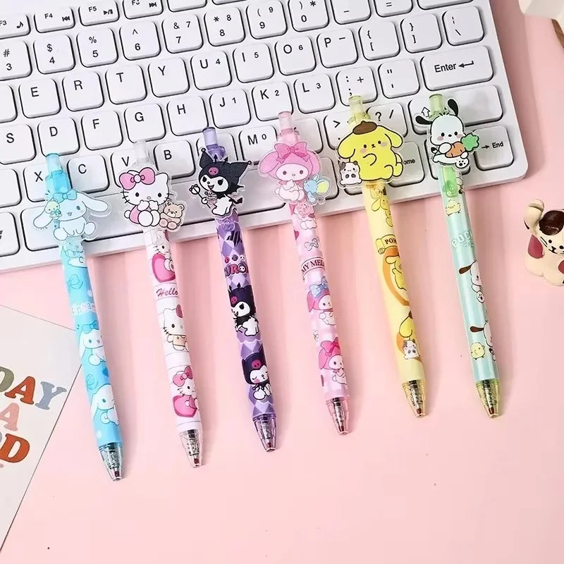 48pcs Gel Pen Kitty Cat Kuromi Cinnamoroll Pochacco Student Write Press Patch Pens 0.5mm Writing School Stationery Wholesale