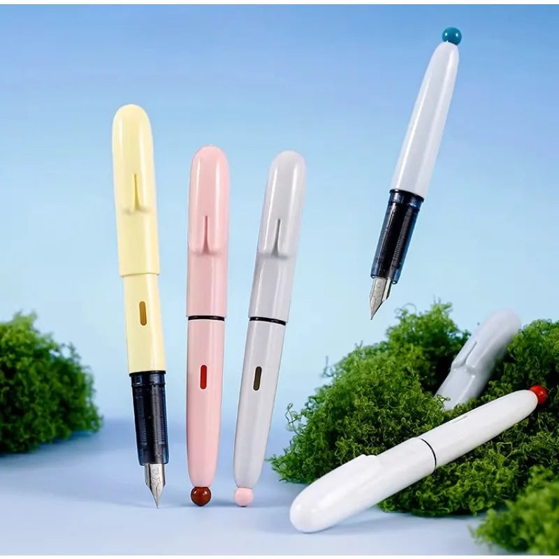 【 New Product 】 Platinum Bunny Cute Short Portable Pocket Pen Macaron Color Replacement Ink Bag Adult Student Writing Practice