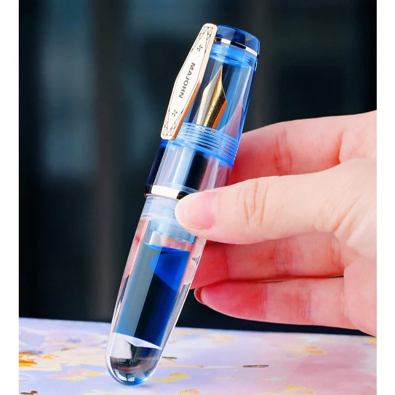 MAJOHN New Q3 Color Transparent Cute Short Pen with Large Capacity Pen Holder and Ink Storage 35 # Da Ming Sharp Small Fat Pen