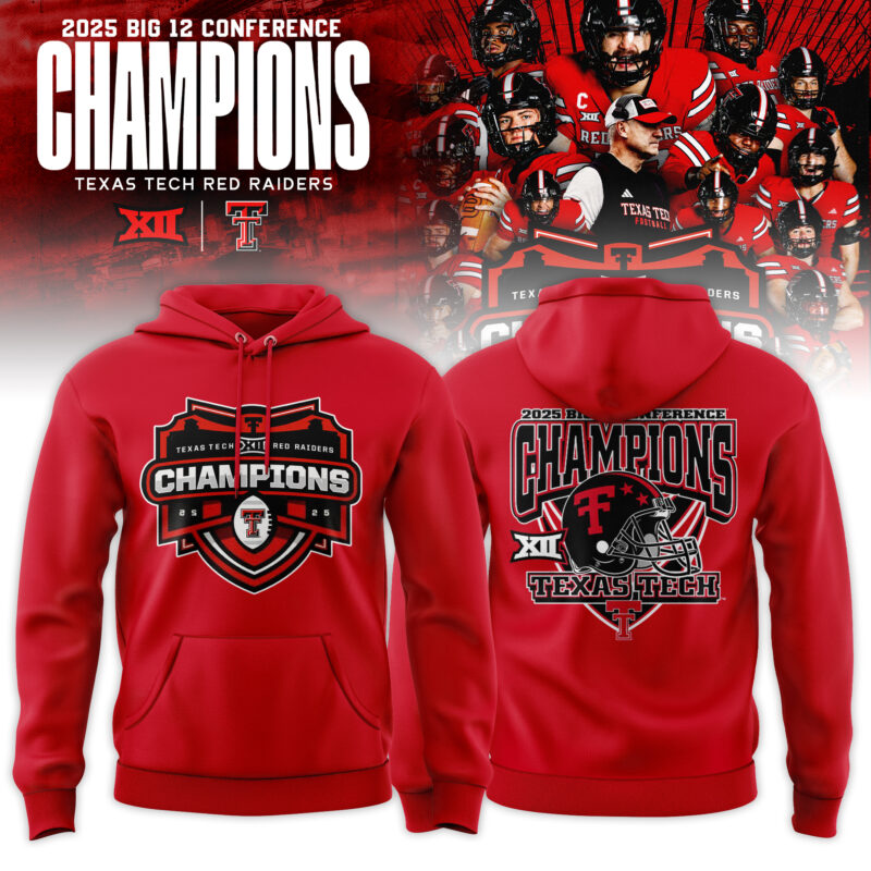 Texas Tech Red Raiders 2025 Big 12 Football Champions Locker Room Hoodie