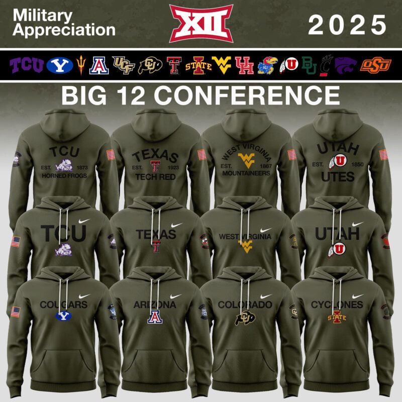 Big 12 Conference Teams 2025 Military Appreciation Limited Edition Hoodie