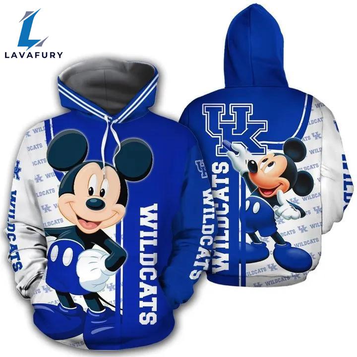 Cheer The Team With Mickey Mouse Paints Logo Kentucky Wildcats 3D Hoodie - Shirts Gift for Mickey Fans