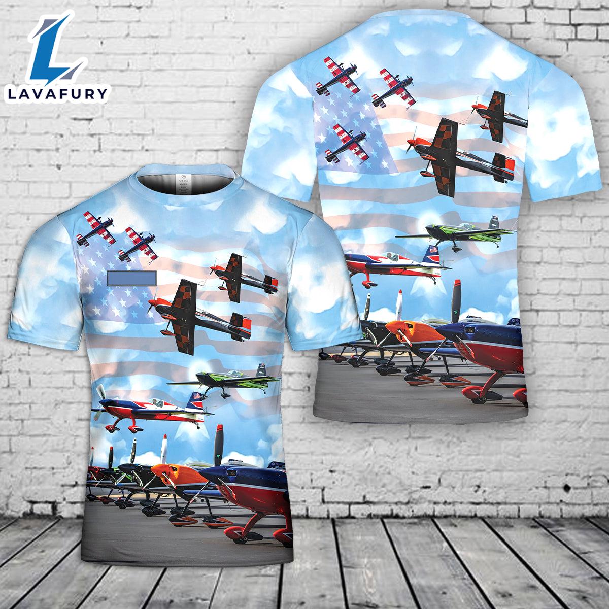 Custom Name USA Advanced Aerobatic Team T-Shirt 3D 4th Of July Shirt
