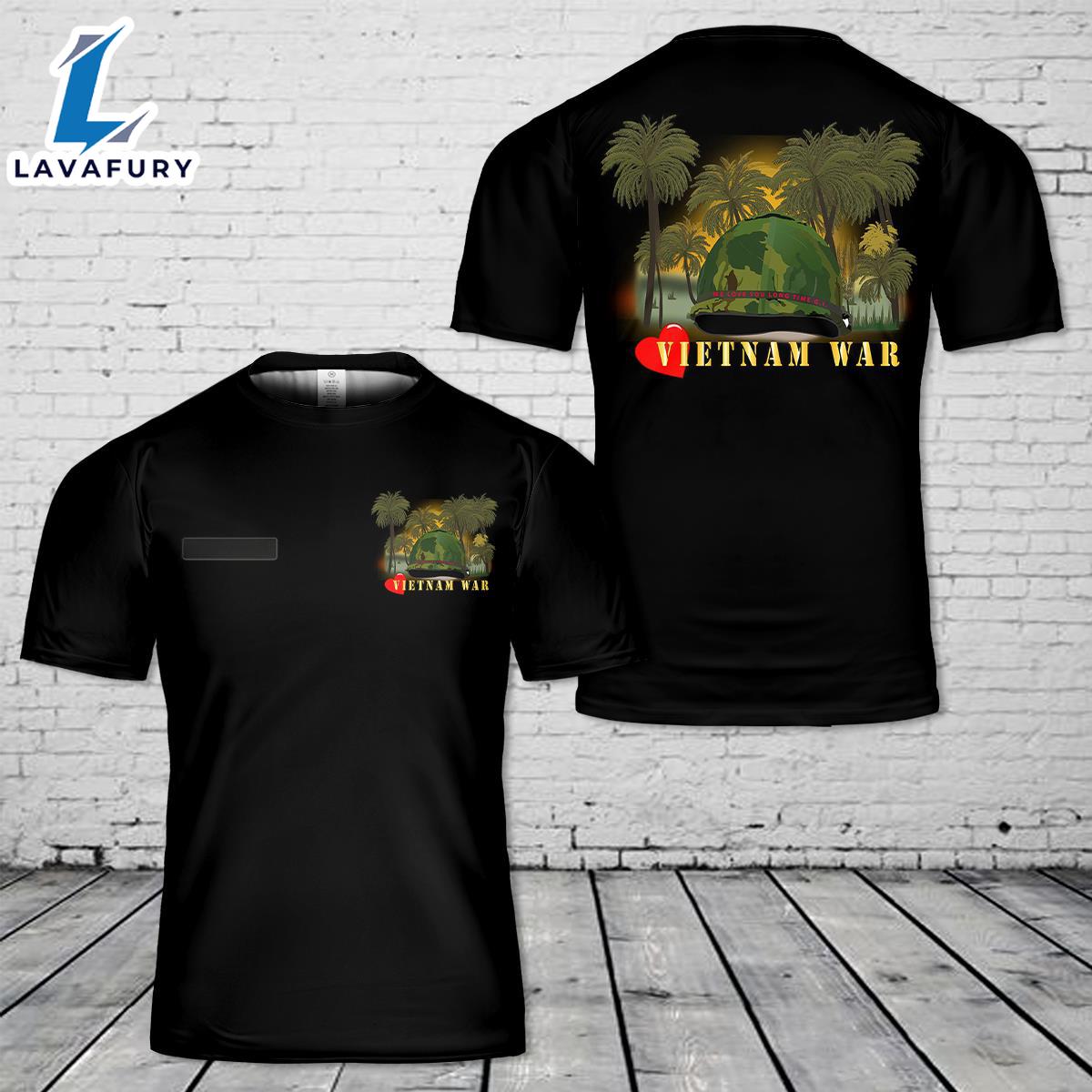 Custom Name Vietnam Era Helmet T-Shirt 3D 4th Of July Shirt
