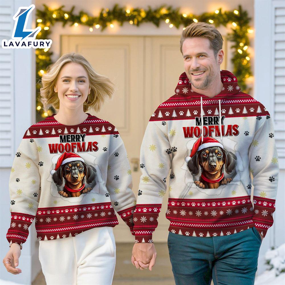 Dachshund Dog Merry Woofmas Christmas Sweatshirt & Hoodie Gift Christmas