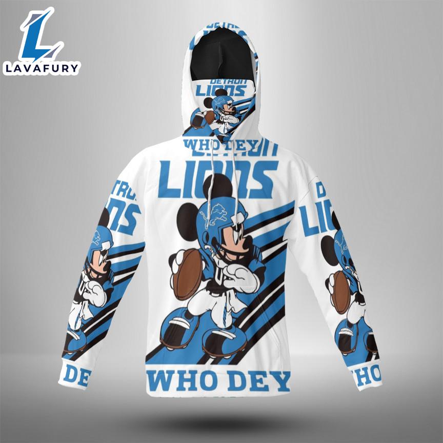Detroit Lions Mickey Play 3d Hoodie With Mask
