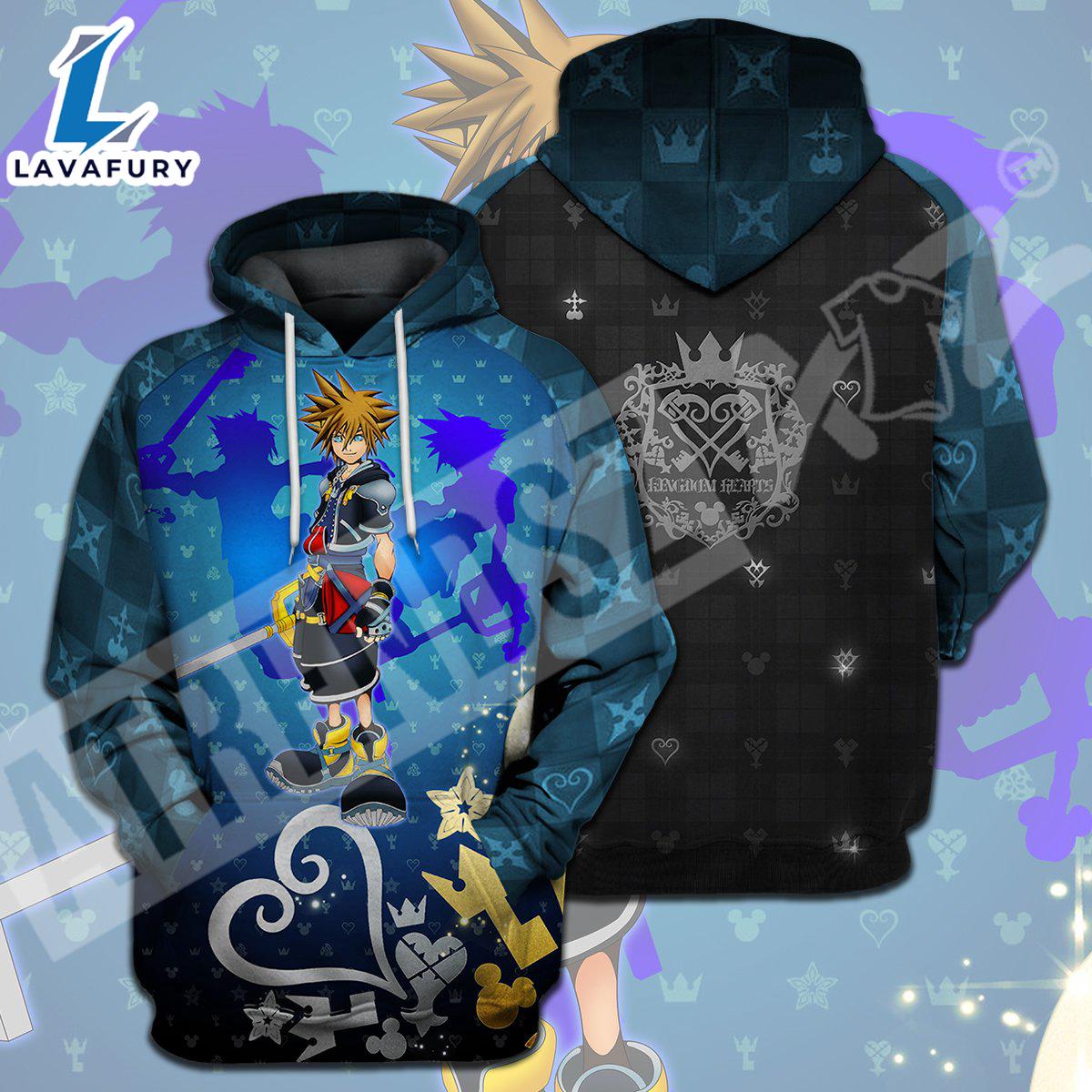 F89 Kingdom Hearts T-shirt Sora Kingdom Hearts Heartless Mickey Head Pattern Blue Hoodie