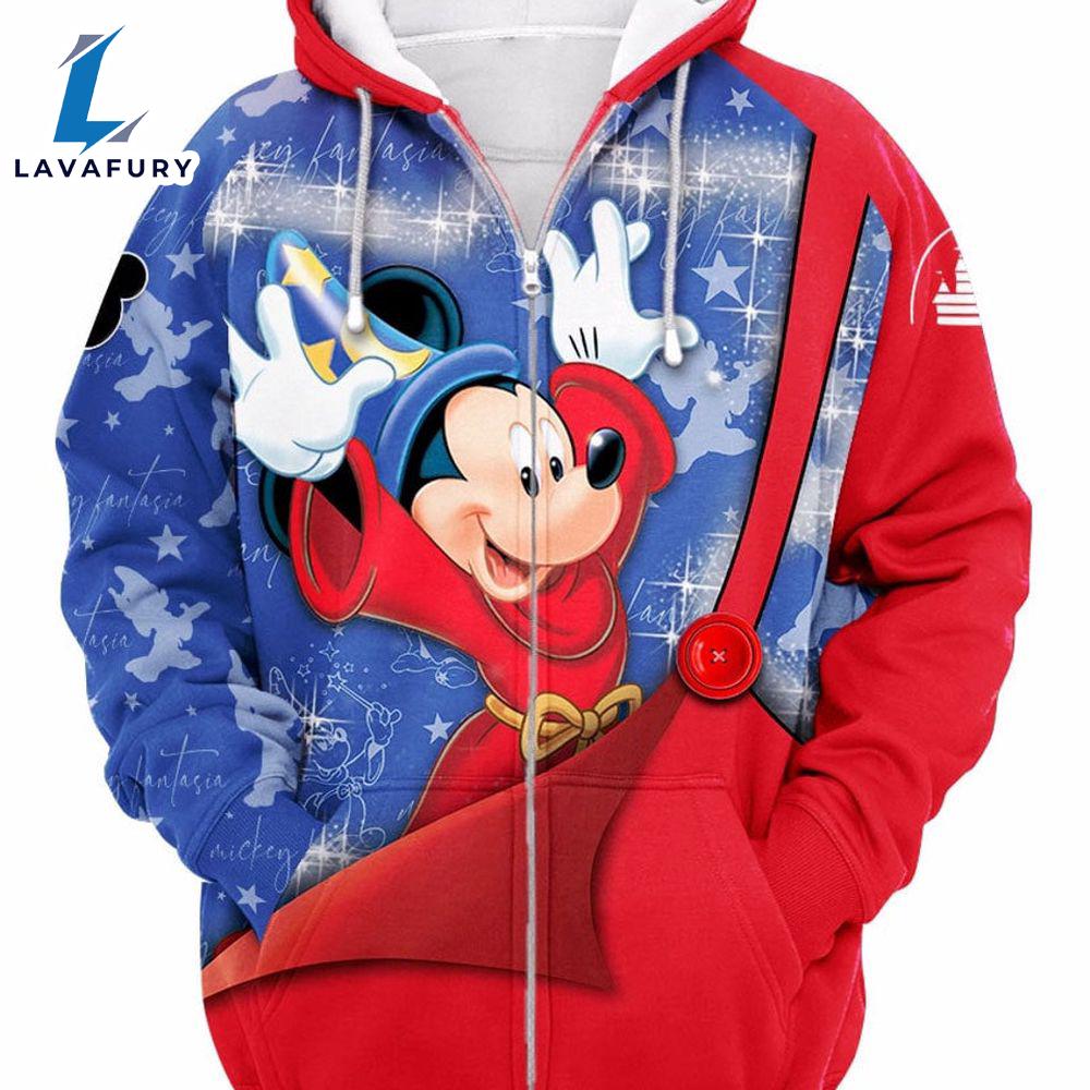 Fantasia Mickey Mouse Red Blue Disney 3D Hoodie - Gift for Mickey Fans