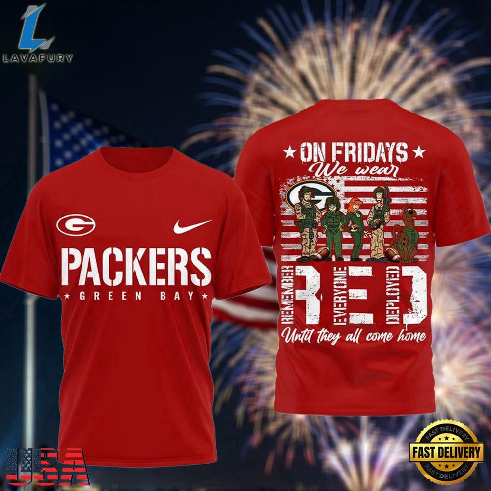 Green Bay Packers Scooby-Doo Red Friday Military 2026 All Over Print T Shirt
