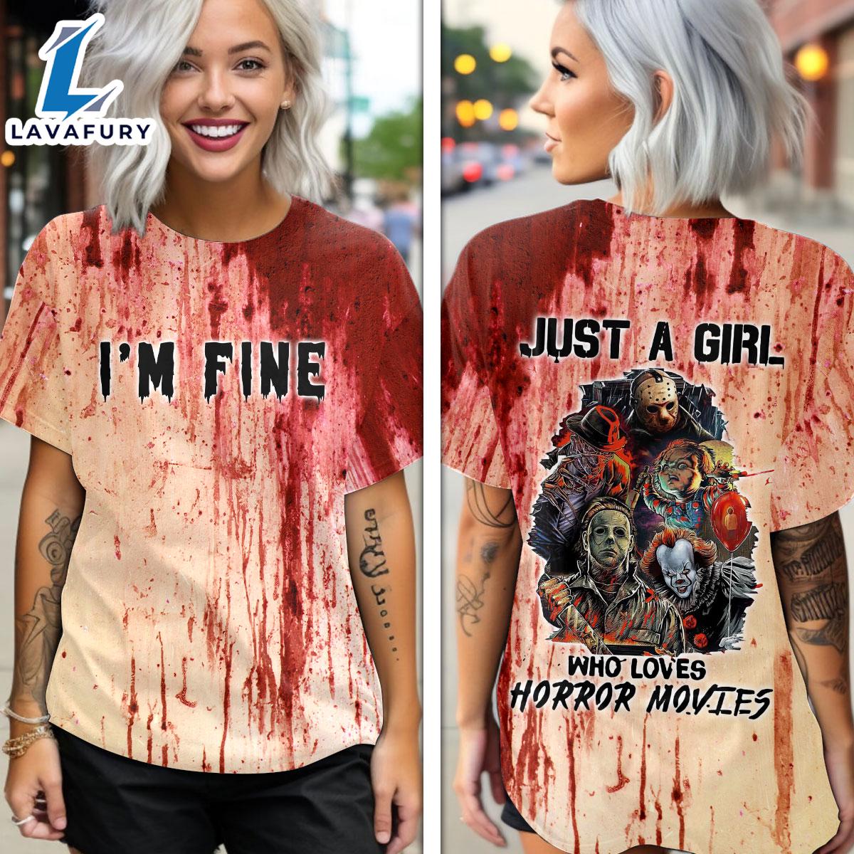 Horror Movies Just A Girl 3D T-Shirt