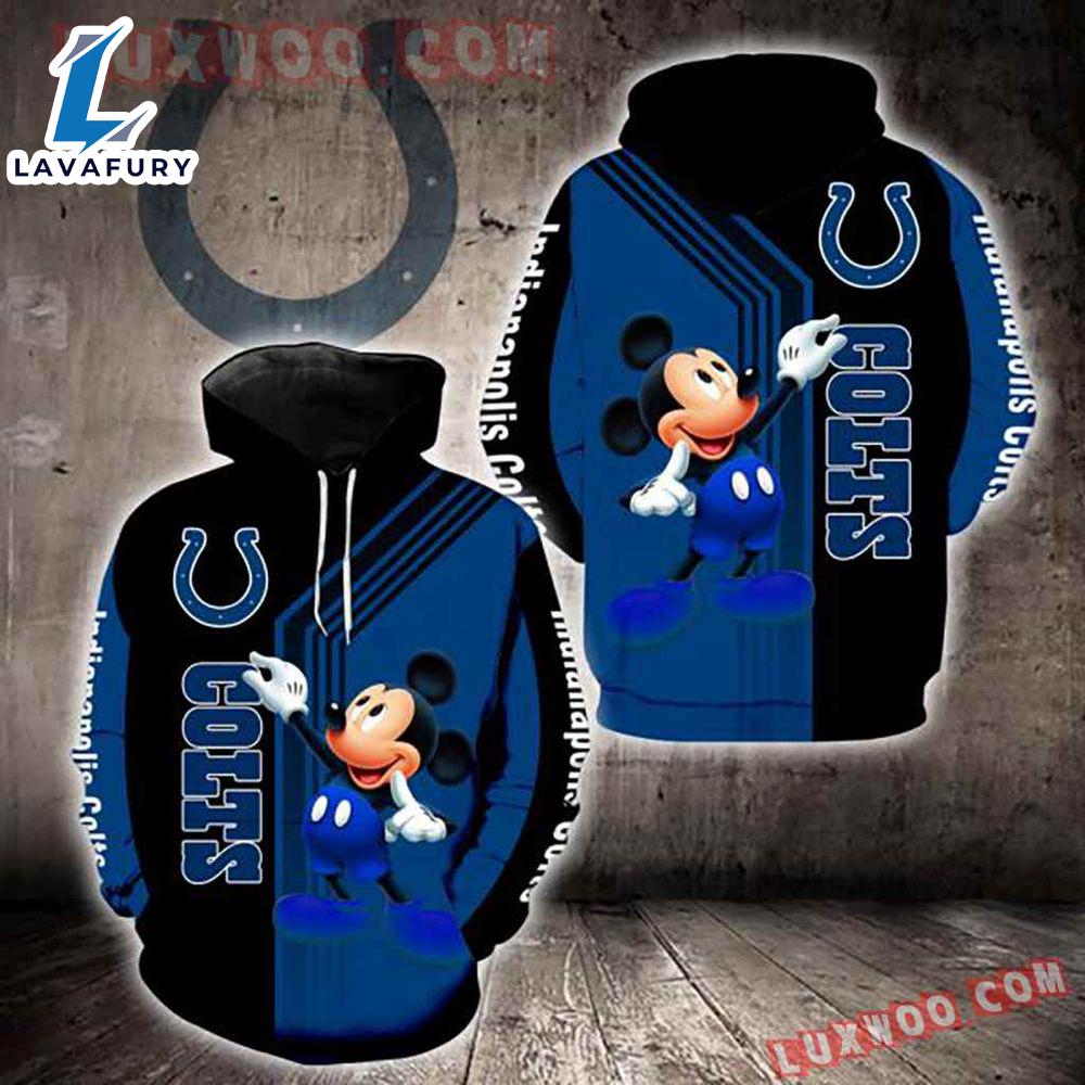 Indianapolis Colts Hoodie Mickey Mouse All-over Print Hoodie Gift For Fans NFL - Shirts Gift for Mickey Fans