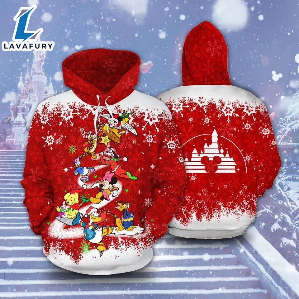 Mickey And Friends Christmas Tree Snowflakes Christmas Hoodie 3D Printed - Shirts Gift for Mickey Lovers