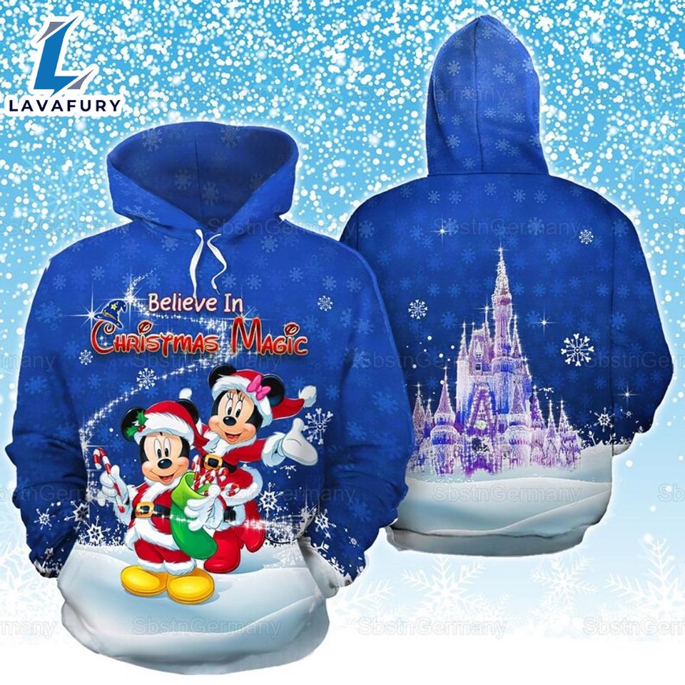 Mickey And Minnie Believe In Christmas Magic Xmas Gift Hoodie 3D Printed - Shirts Gift for Mickey Lovers