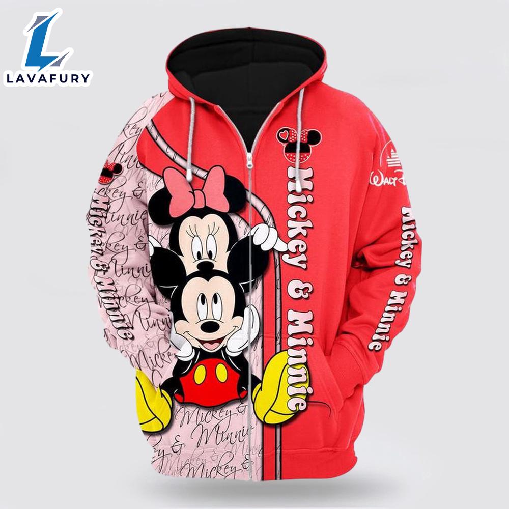 Mickey And Minnie Couple Love 3D Hoodie- Mickey 3D Shirts Gift