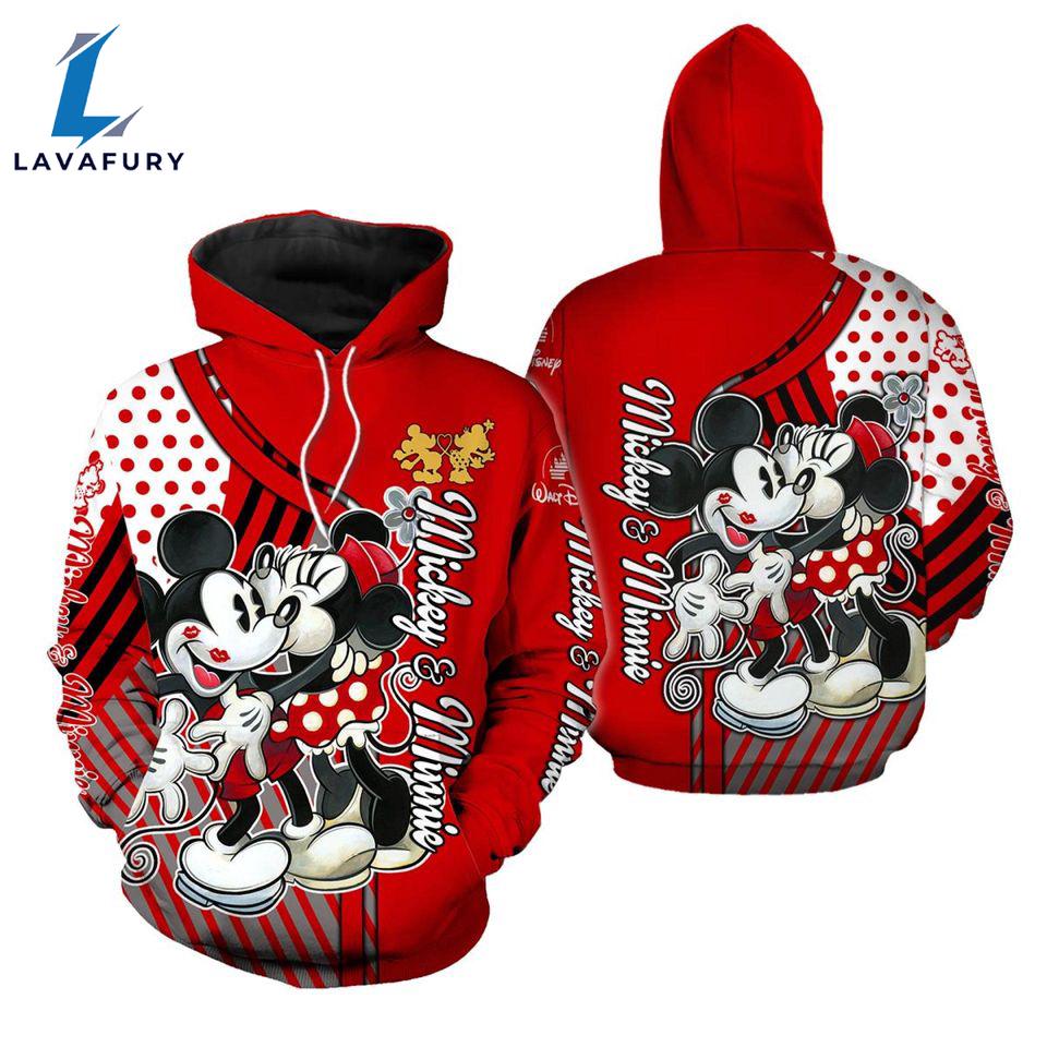 Mickey And Minnie Kissing Disney 3D Hoodie - Gift for Mickey Fans