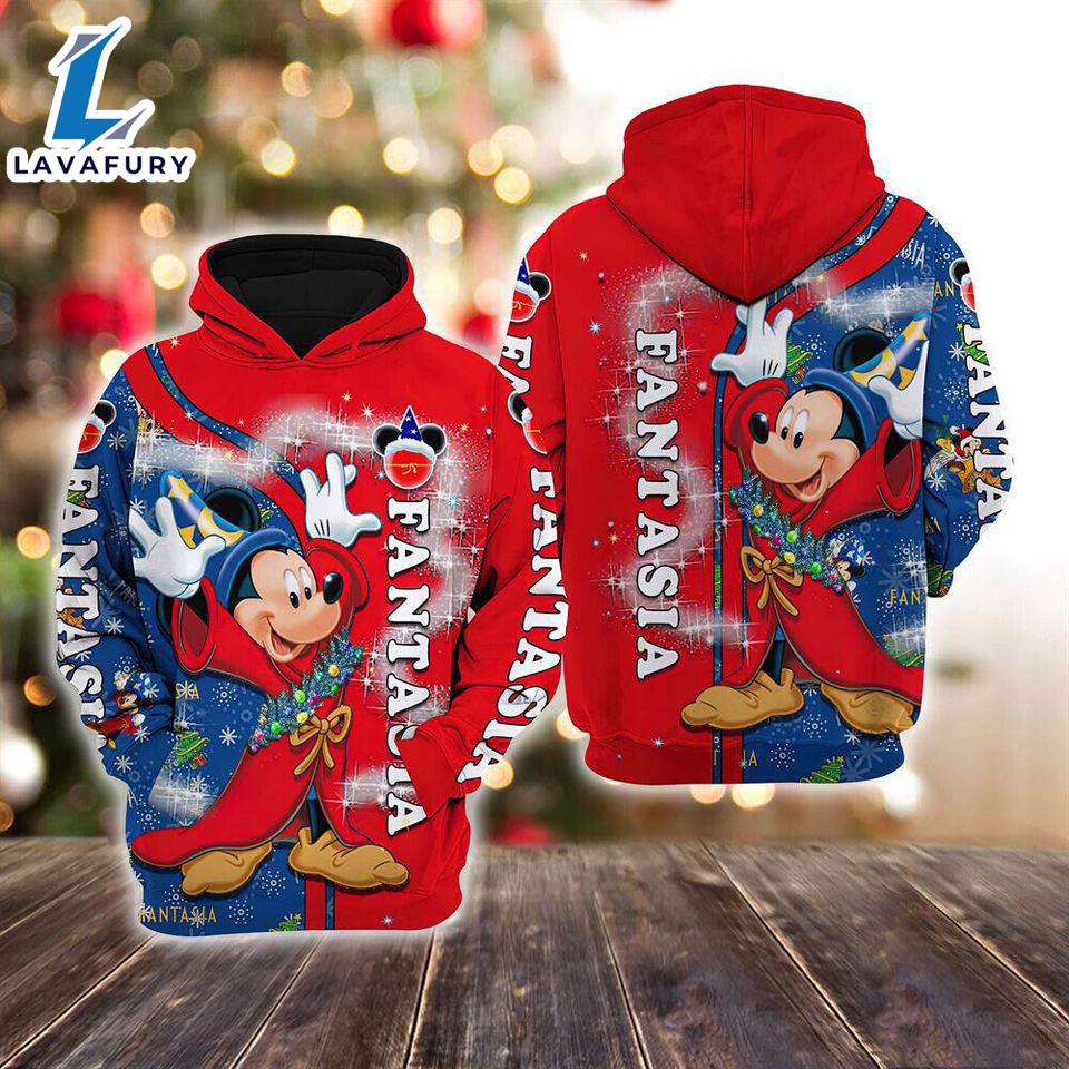 Mickey Fantasia Merry Christmas Xmas Gift Xmas Vibes Hoodie 3D Printed - Shirts Gift for Mickey Lovers
