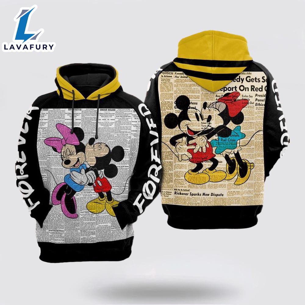 Mickey Kiss Minnie Disney Over Print 3D Hoodies - Mickey 3D Shirts Gift