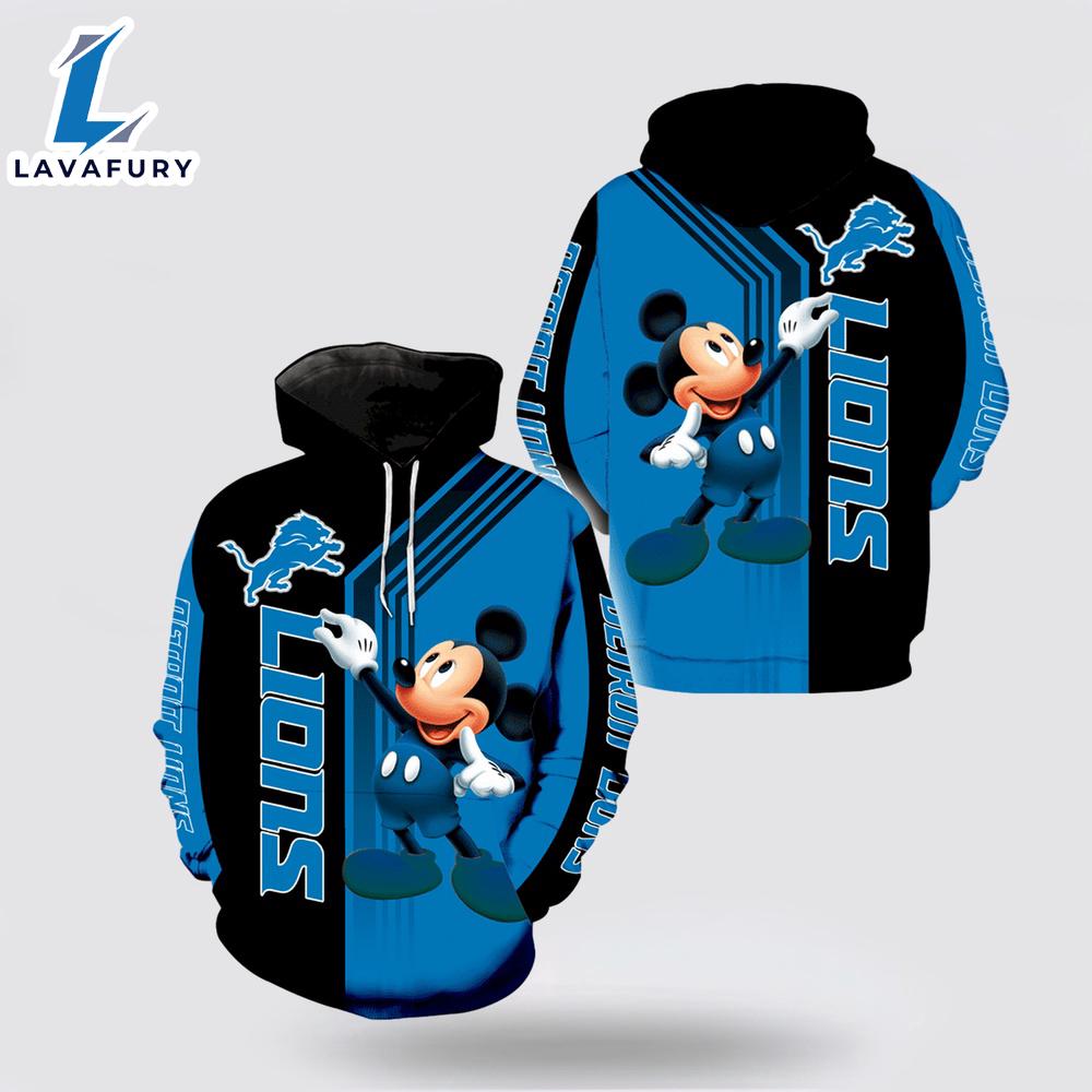 Mickey Mouse Detroit Lions Hoodie 3D - Mickey 3D Shirts Gift