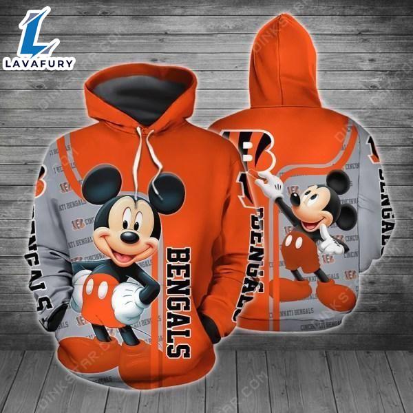 NFL Cincinnati Bengals With Mickey 3D All Over Print Hoodie