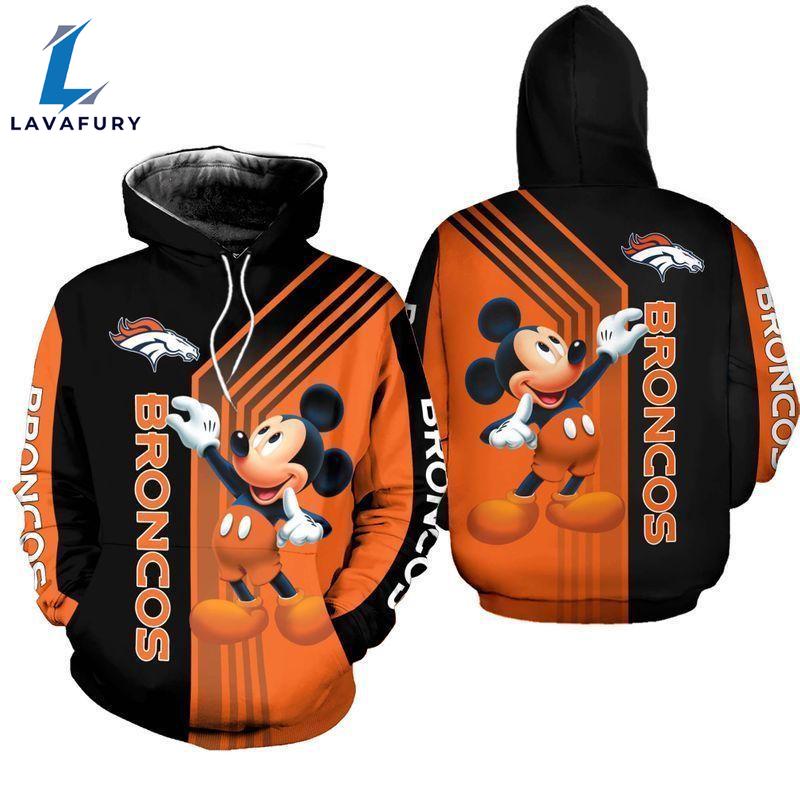 NFL Denver Broncos Mickey Mouse 3D All Over Print Hoodie
