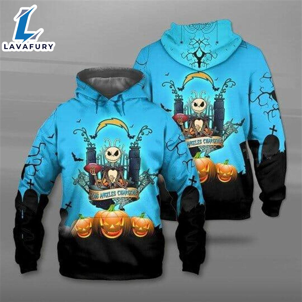 NFL Los Angeles Chargers Jack Skellington Pullover Hoodie- Jack Skellington Hoodie