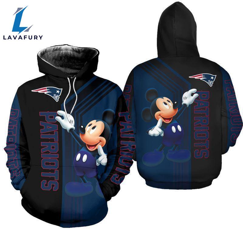 NFL New England Patriots Mickey Mouse 3D All Over Print Hoodie