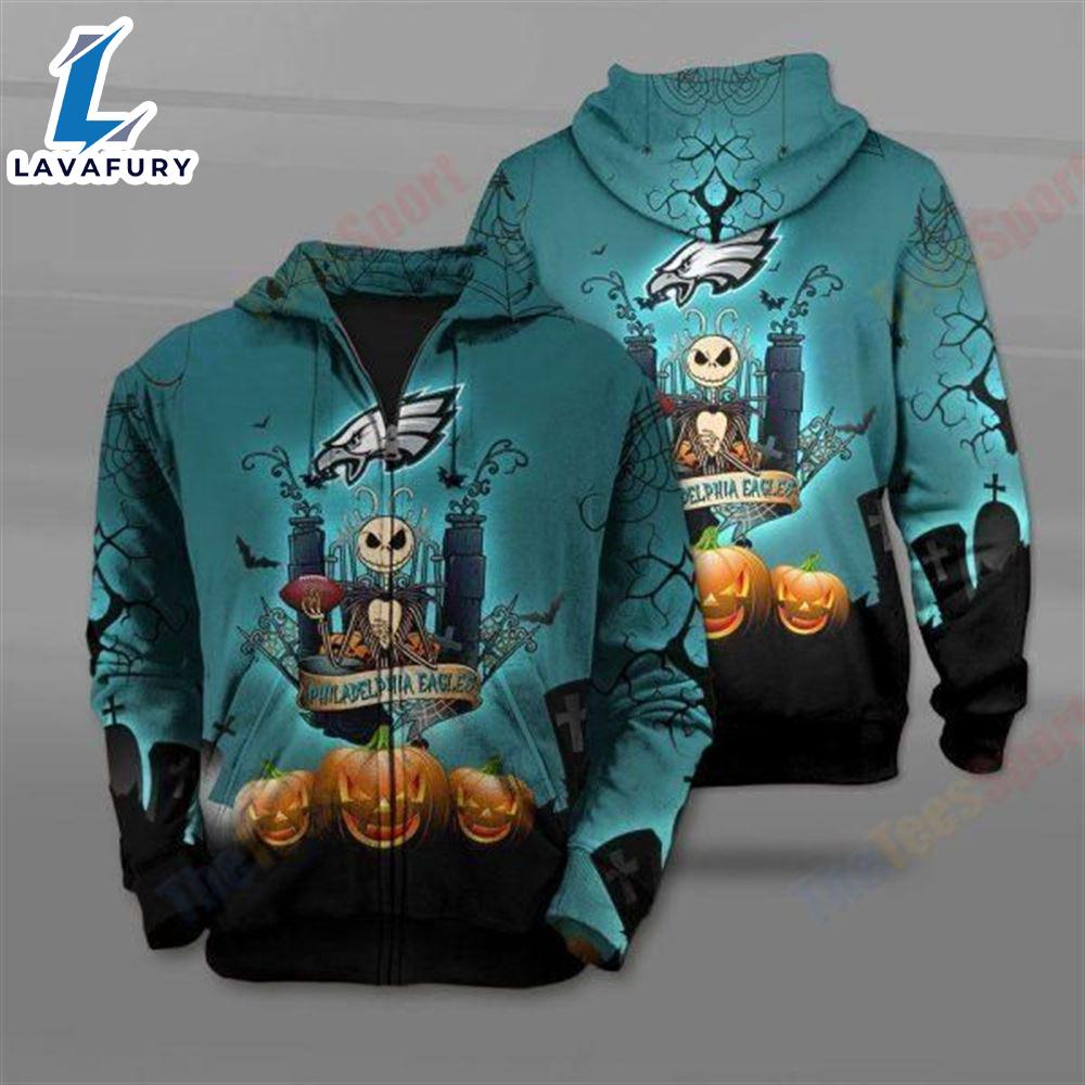 Nfl Philadelphia Eagles The Nightmare Before Christmas Jack Skellington - Jack Skellington Hoodie