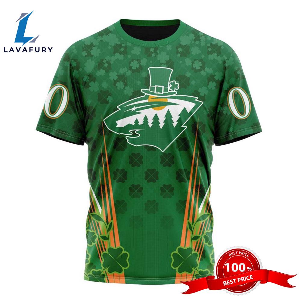 Personalized NHL Minnesota Wild Full Green Design For St. Patrick's Day All Over Print Shirts