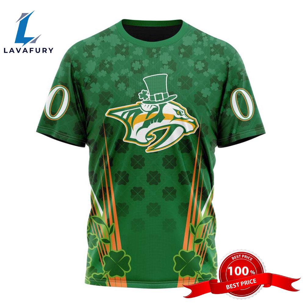 Personalized NHL Nashville Predators Full Green Design For St. Patrick's Day All Over Print Shirts