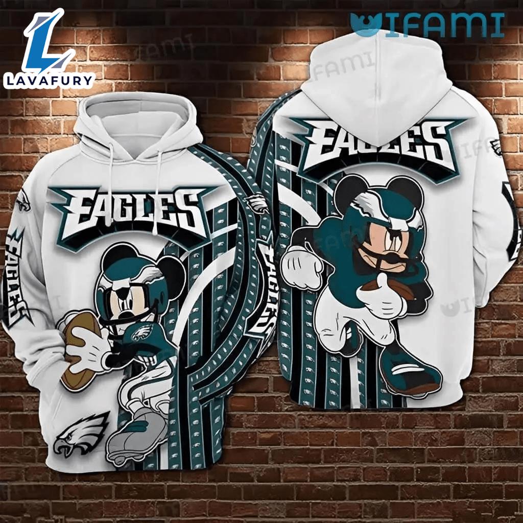 Philly Eagles Hoodie 3D Mickey Mouse Hug Football Logo Philadelphia Eagles Gift AOP Shirt