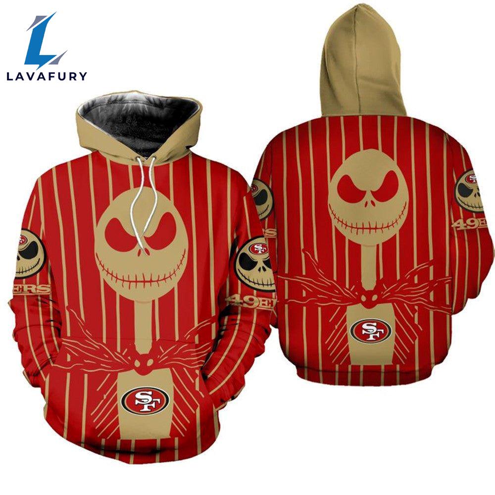 San Francisco 49Ers Halloween Red Jack Skellington Super Bowl - Jack Skellington Hoodie
