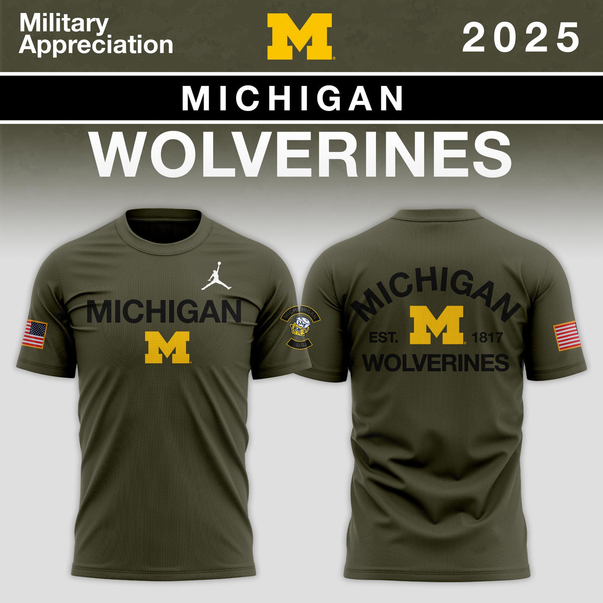 Michigan Wolverines 2025 Military Appreciation Limited Edition T-shirt